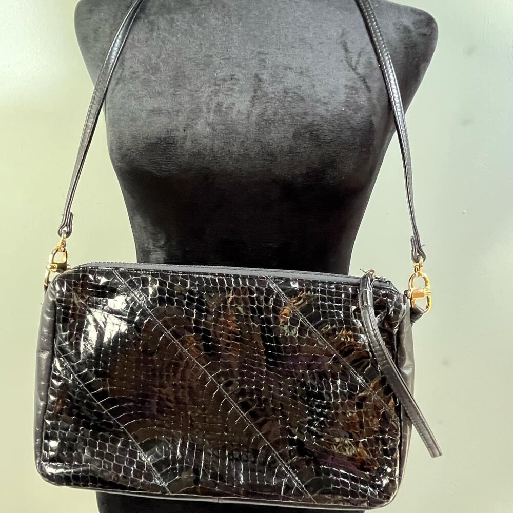 Ruth Saltz Woven Black Leather Purse‎ GoldTone Hardware Goth Whimsy Lagenlook